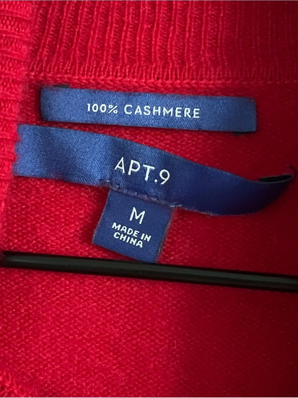 Apt. 9 100% Cashmere Long Sleeve Turtleneck Sweater Medium Red Classic Preppy